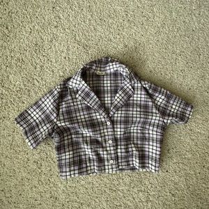 Purple & black plaid crop top Brandy Melville